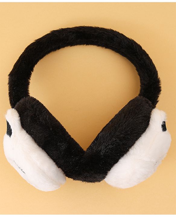Babyhug Ear Muffs with Panda Design - White & Black