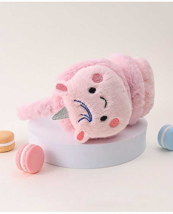 Babyhug Ear Muffs with Unicorn Design - Light Pink