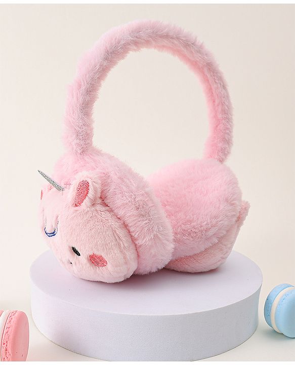 Babyhug Ear Muffs with Unicorn Design - Light Pink