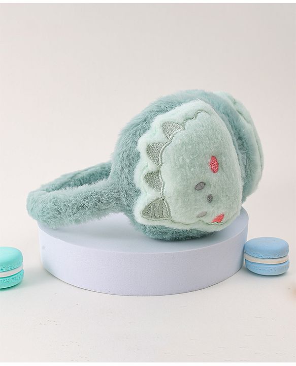 Babyhug Ear Muffs with Dino Design - Light Green