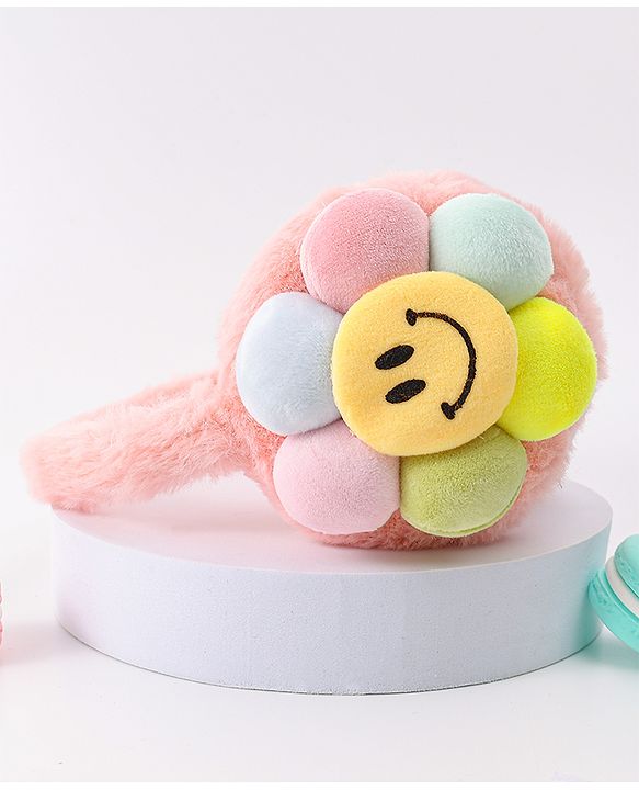 Babyhug Ear Muffs with Smiley Design - Pink