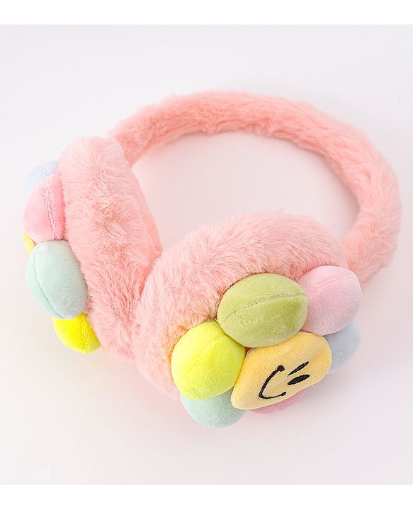 Babyhug Ear Muffs with Smiley Design - Pink