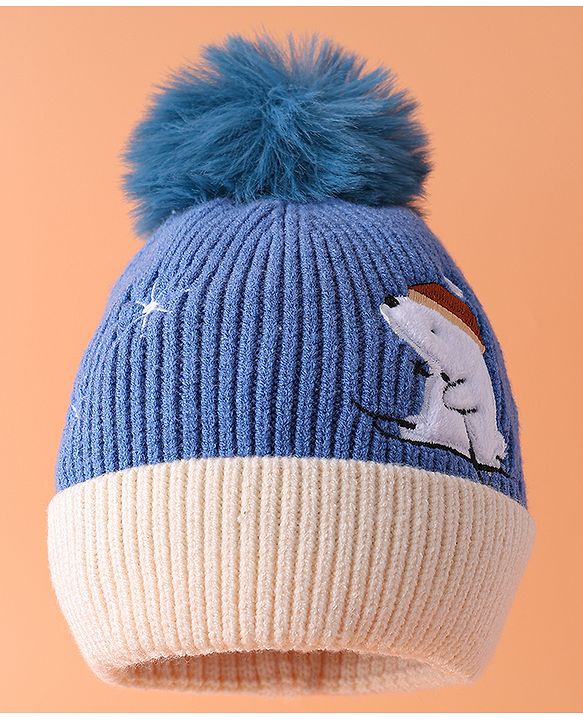 Babyhug Woollen Cap with Knot & Reindeer Ear Applique Red - Diameter 14 cm