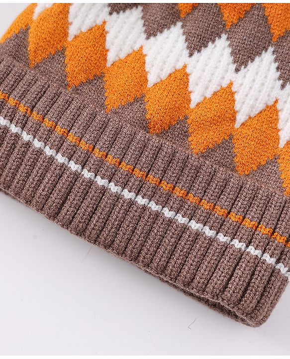 Babyhug Woollen Cap Pom Pom Khaki - Diameter 14.5 cm