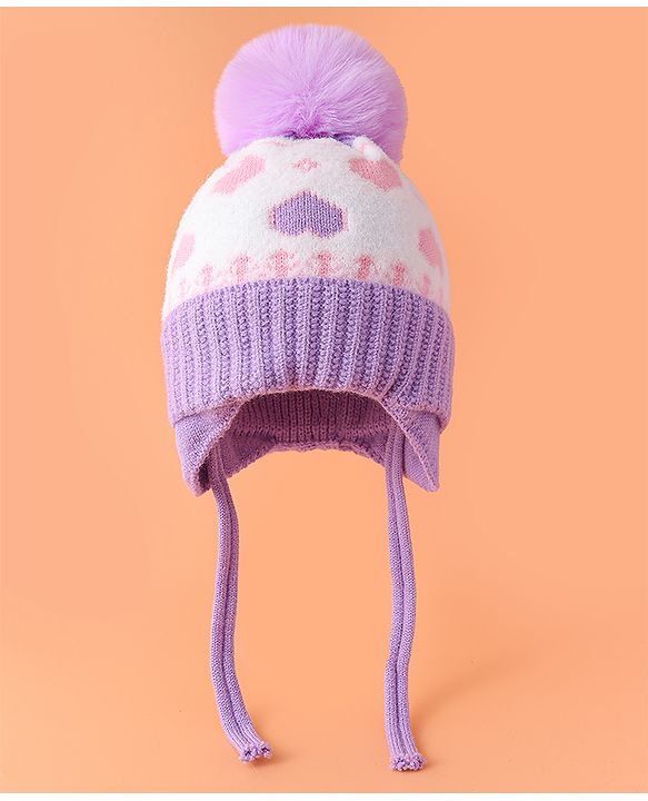 Babyhug 100% Cotton Knit Cap Animal Print Blue - Diameter 13 cm main image 1