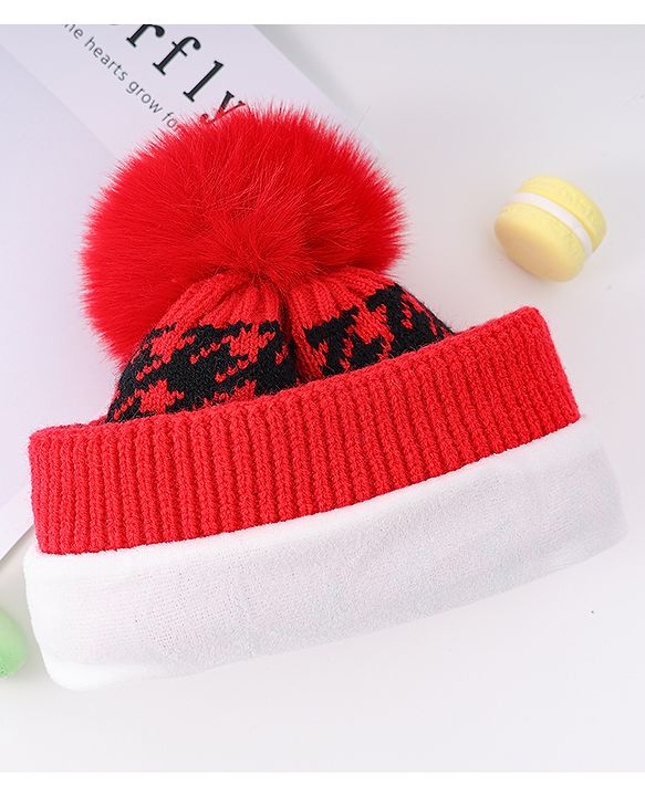 Babyhug Woollen Cap  With Bear Embriodery Purple - Diameter 11 cm