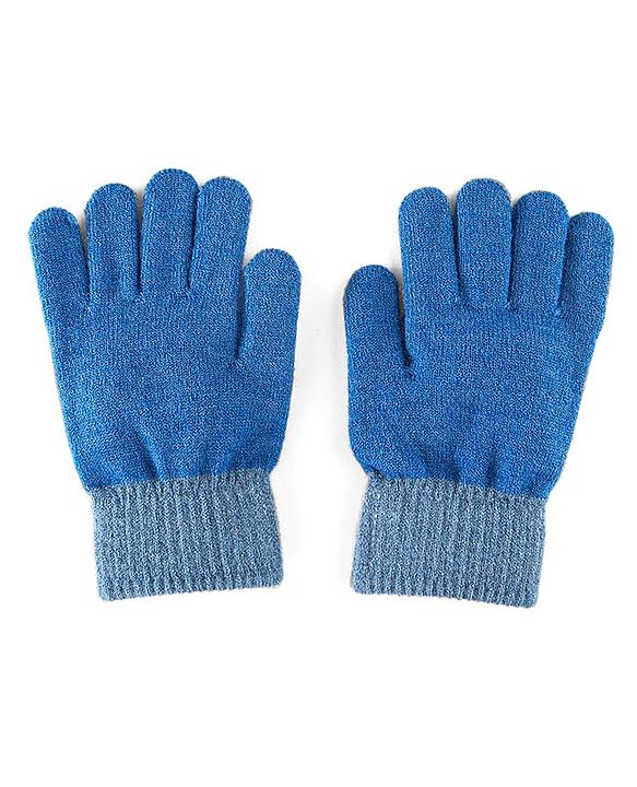 Babyhug Gloves with Bear Design - Light Blue