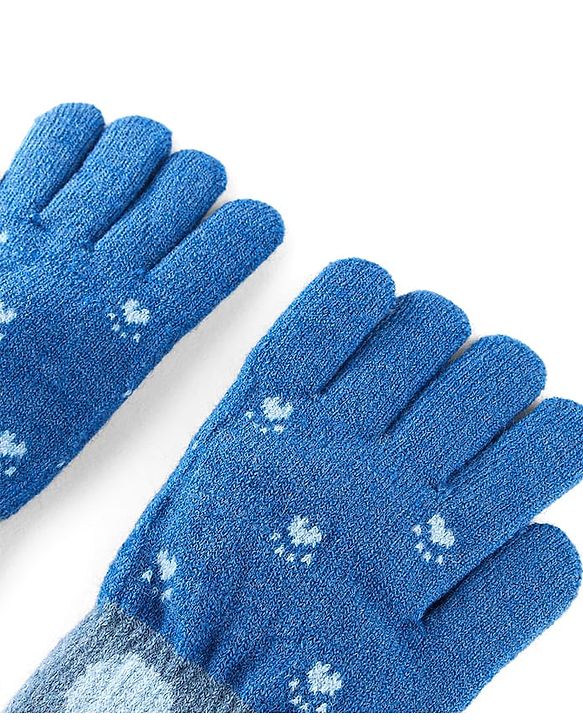 Babyhug Gloves with Bear Design - Light Blue
