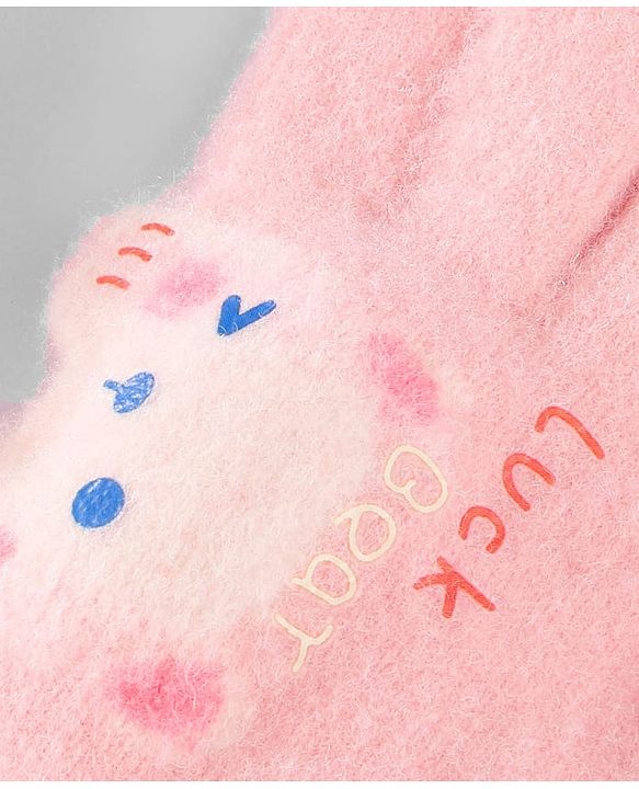 Babyhug Gloves with Bear Design - Light Blue