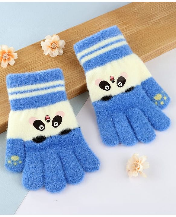 Babyhug Gloves with Animal Design - Blue