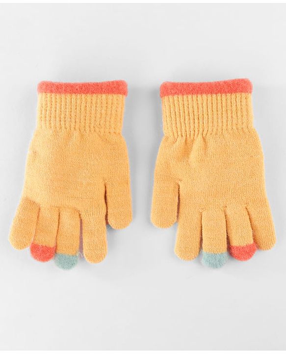 Babyhug Gloves with Puppy Applique - Yellow