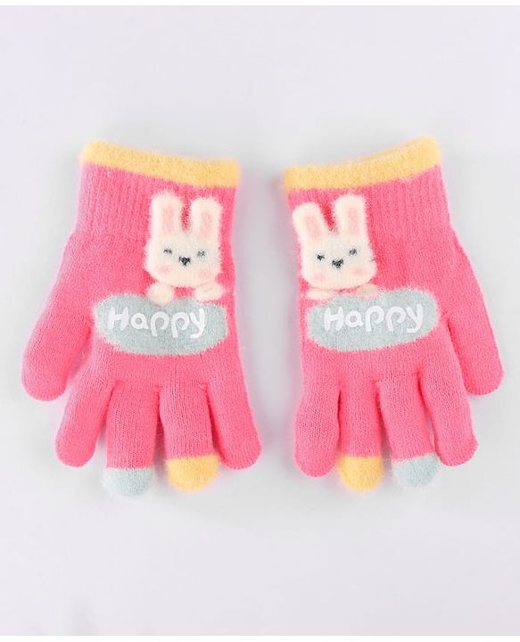 Babyhug Gloves with Puppy Applique - Yellow