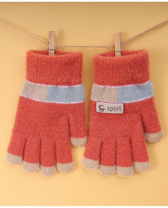 Pine Kids Gloves with Color Block Design - Red