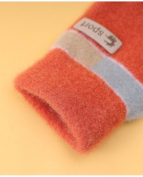 Pine Kids Gloves with Color Block Design - Red