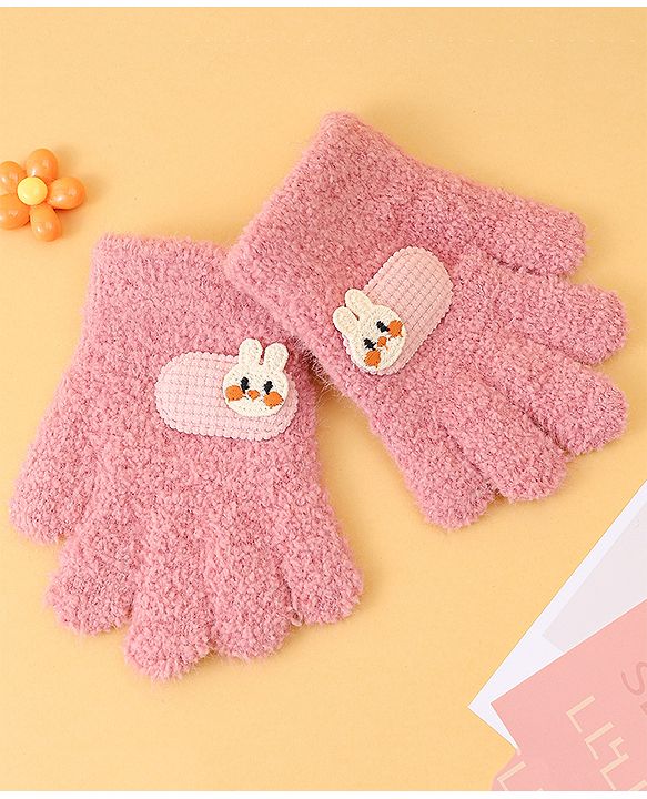 Babyhug Gloves with Patch Detailing - Pink