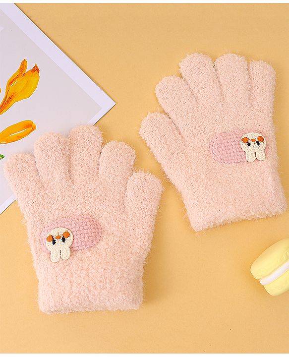 Babyhug Gloves with Patch Detailing - Light Pink