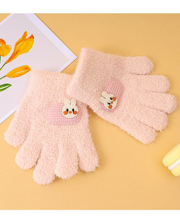 Babyhug Gloves with Patch Detailing - Light Pink