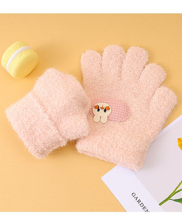 Babyhug Gloves with Patch Detailing - Light Pink