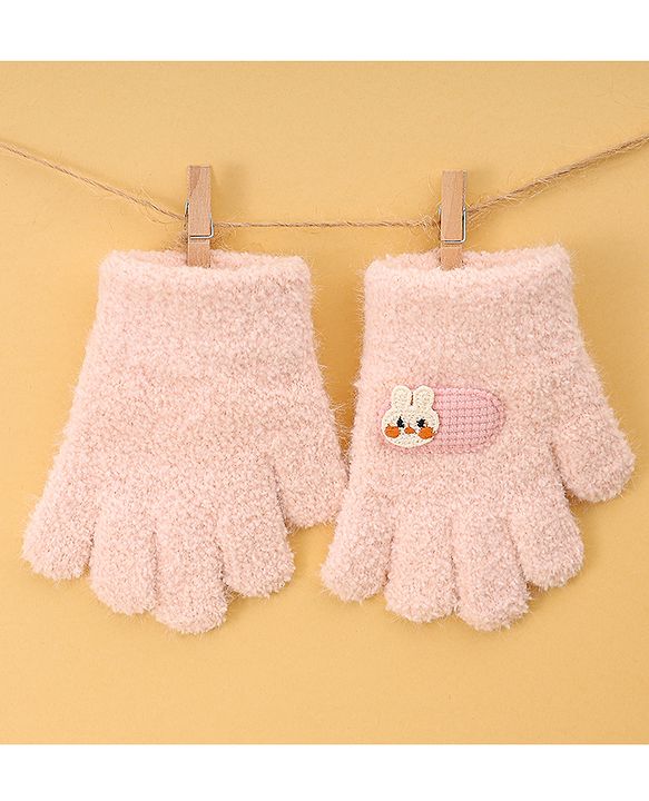 Babyhug Gloves with Patch Detailing - Light Pink