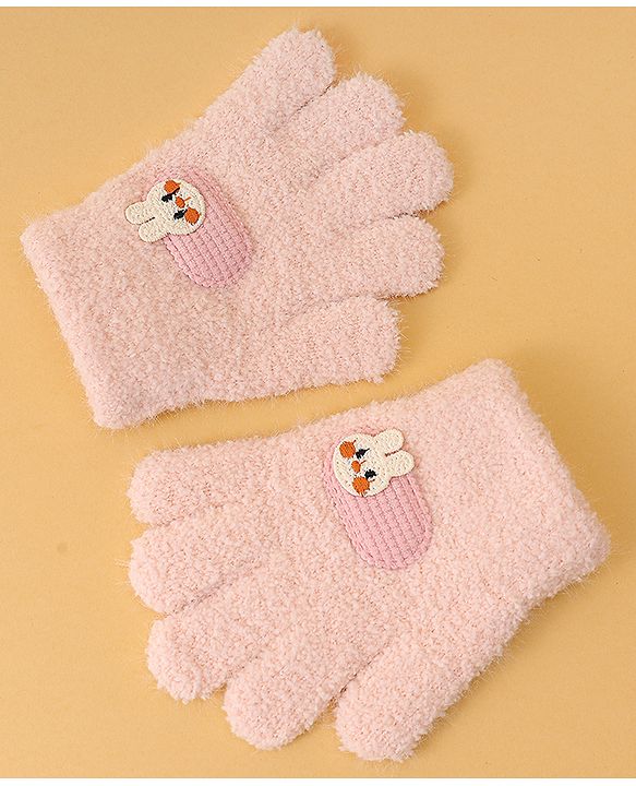 Babyhug Gloves with Patch Detailing - Light Pink