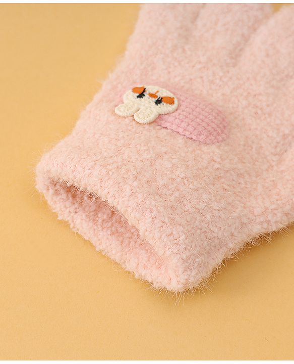 Babyhug Gloves with Patch Detailing - Light Pink
