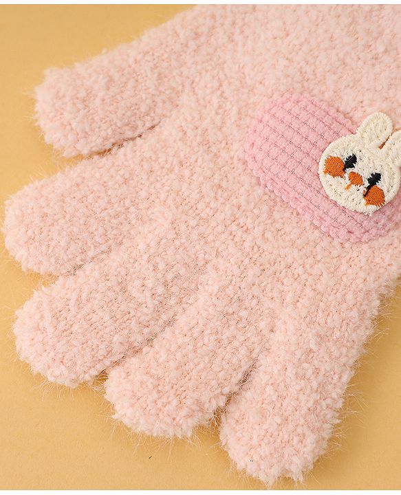 Babyhug Gloves with Patch Detailing - Light Pink