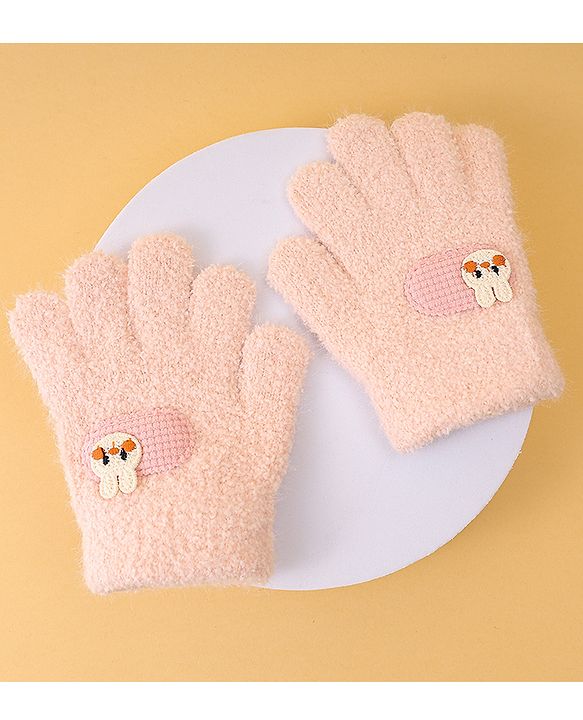 Babyhug Gloves with Patch Detailing - Light Pink