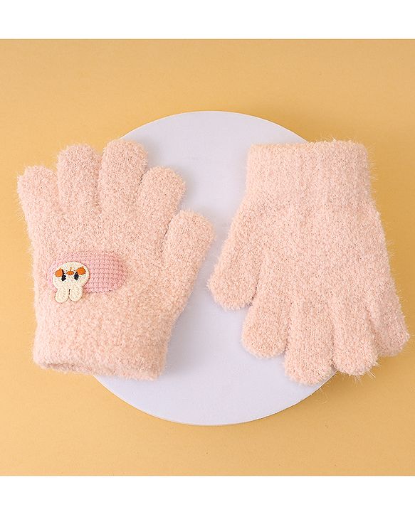 Babyhug Gloves with Patch Detailing - Light Pink