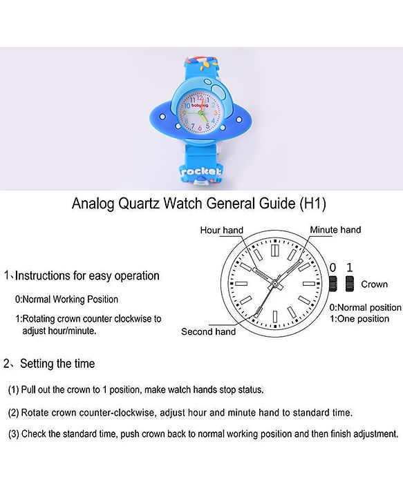 Babyhug Space Theme Designed Analog Watch Free Size - Blue
