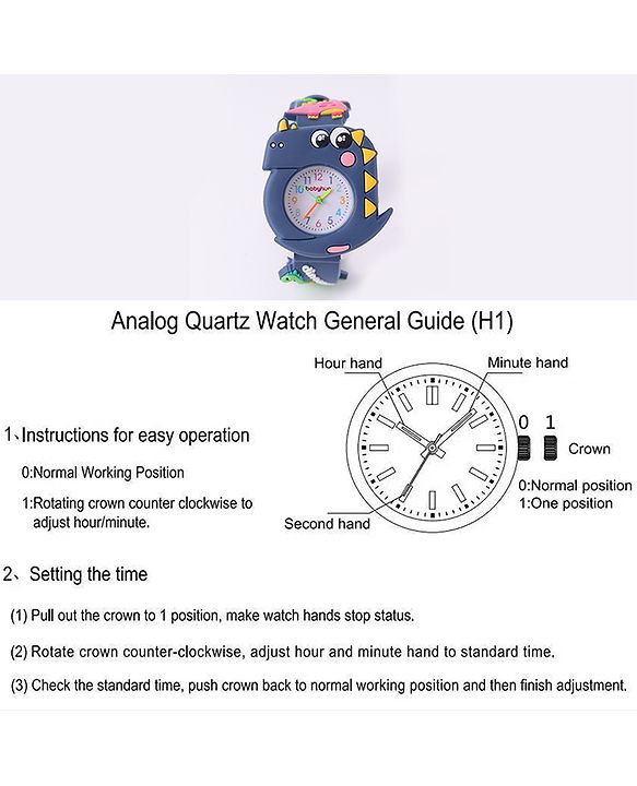 Babyhug Free Size Dino Analog Watch - Blue