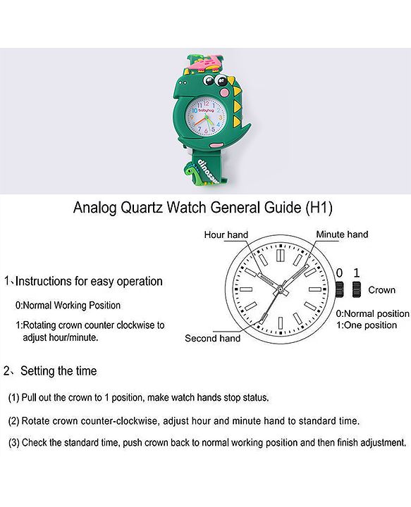 Babyhug Free Size Dino Analog Watch - Blue