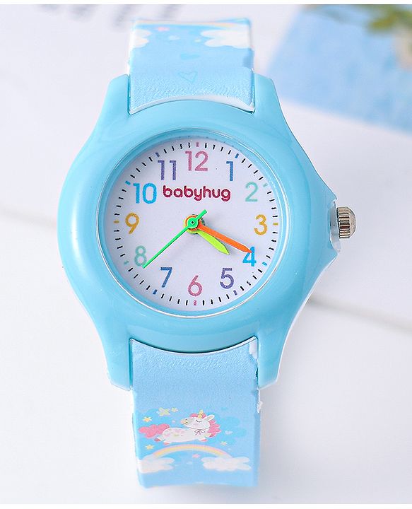 Babyhug Analog Watch with Unicorn Print - Blue