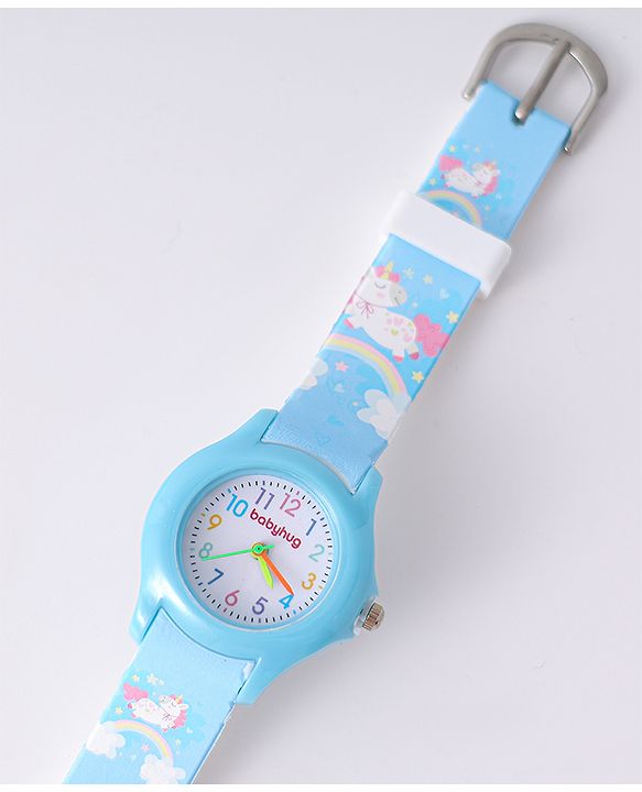 Babyhug Analog Watch with Unicorn Print - Blue