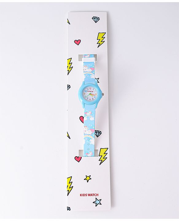 Babyhug Analog Watch with Unicorn Print - Blue