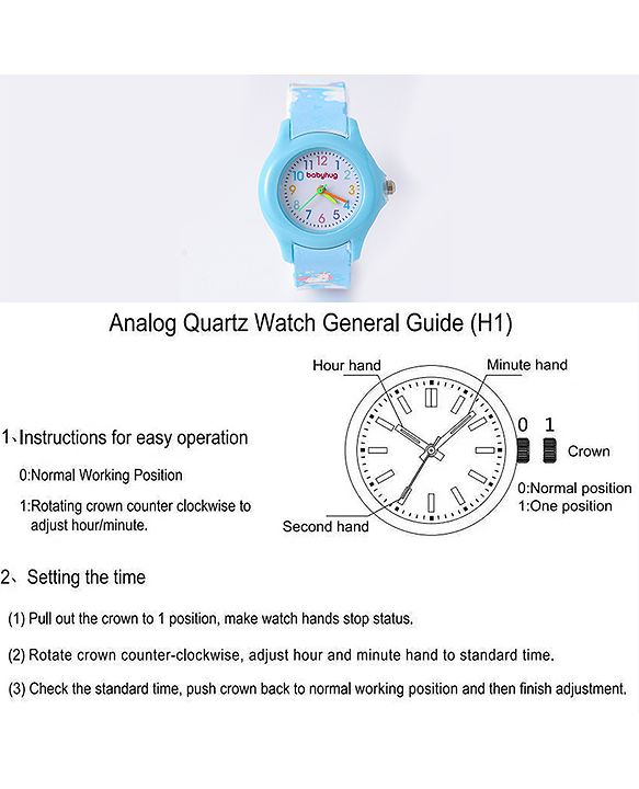 Babyhug Analog Watch with Unicorn Print - Blue
