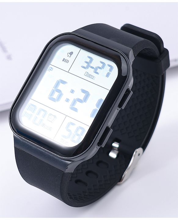 Pine Kids Solid Digital Watch Free Size - Black