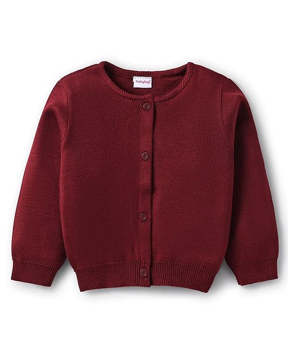 Babyhug Knitted Full Sleeves Solid Front Open Sweater - Yellow