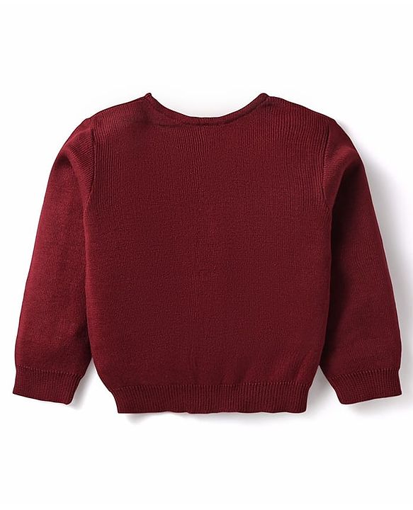 Babyhug Knitted Full Sleeves Solid Front Open Sweater - Yellow