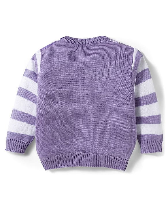 Babyhug Knitted Full Sleeves Sweater Set With Tree Print - Lavender