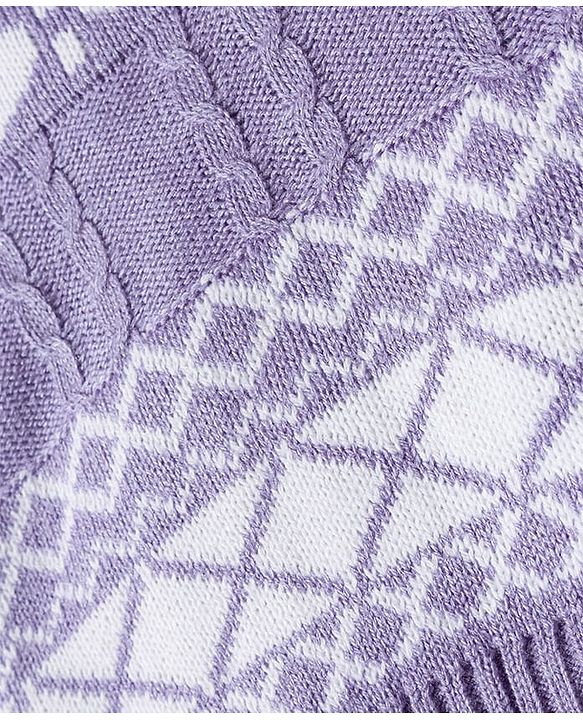 Babyhug Knitted Full Sleeves Sweater Set With Tree Print - Lavender