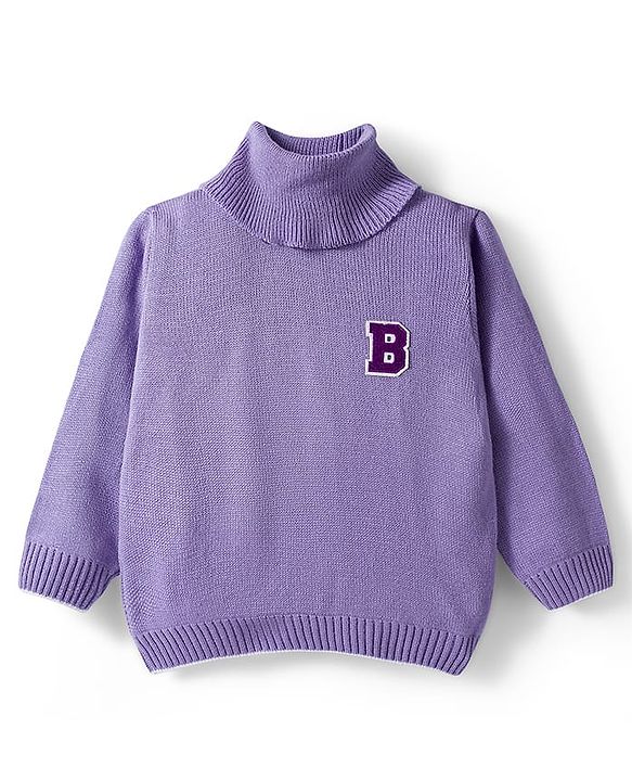 Babyhug Knit Full Sleeves Turtle Neck Pullover Sweater -Charcoal Grey