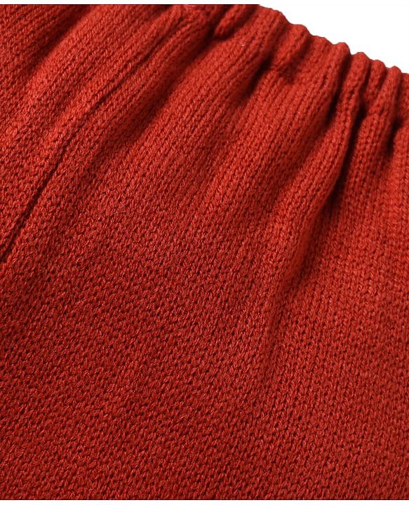 Babyhug Sweater Knit Full Length Regular Fit Solid Woollen Pant - Rust Orange