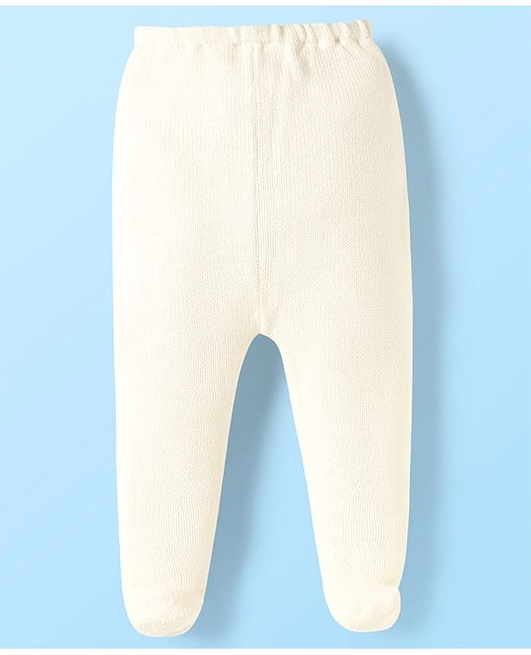Babyhug Interlock Knit Full Length Bootie Leggings with Stripes & Dino Print Pack of 3 - Light Blue & White main image 1
