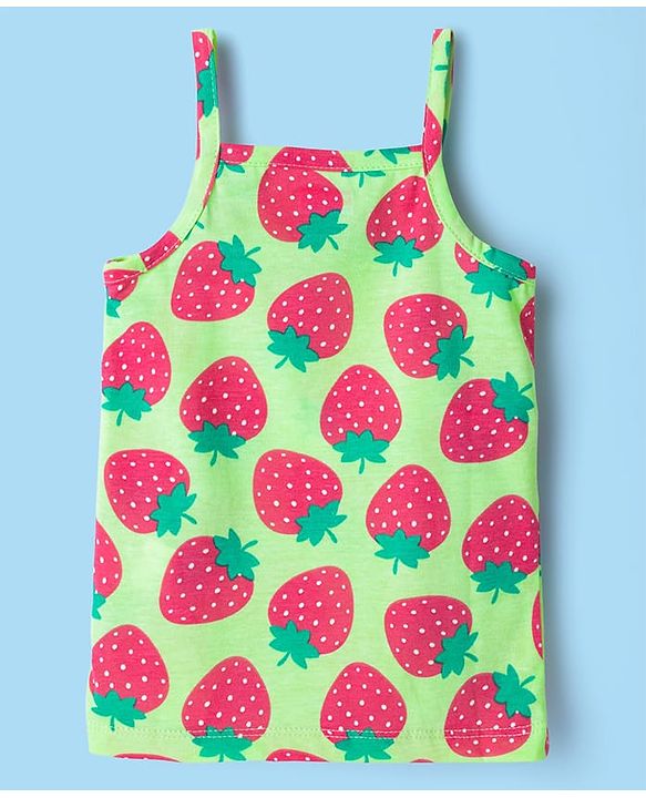 Babyhug 100% Cotton Singlet Tropical Theme Printed Slips Pack Of 3 - Dark Pink Green & Yellow