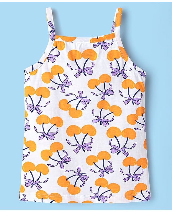Babyhug 100% Cotton Singlet Tropical Theme Printed Slips Pack Of 3 - Dark Pink Green & Yellow