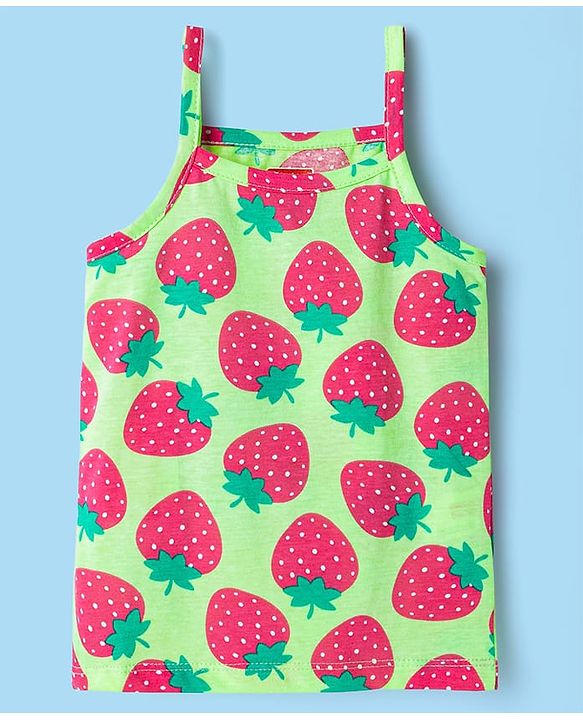 Babyhug 100% Cotton Singlet Tropical Theme Printed Slips Pack Of 3 - Dark Pink Green & Yellow