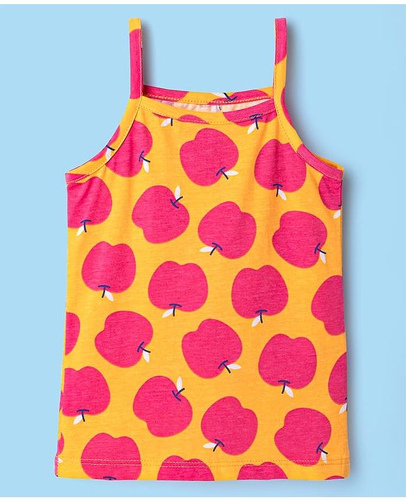 Babyhug 100% Cotton Singlet Tropical Theme Printed Slips Pack Of 3 - Dark Pink Green & Yellow