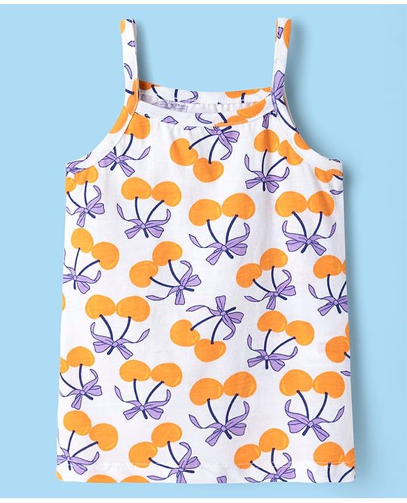 Babyhug 100% Cotton Singlet Tropical Theme Printed Slips Pack Of 3 - Dark Pink Green & Yellow