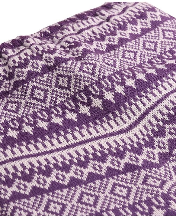 Babyhug Knit Full Length Sweater Knit Pant with Design - Purple