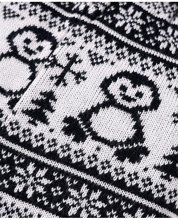 Babyhug Sweater Knit Full Length Woollen Pant with Floral Design - Navy Blue